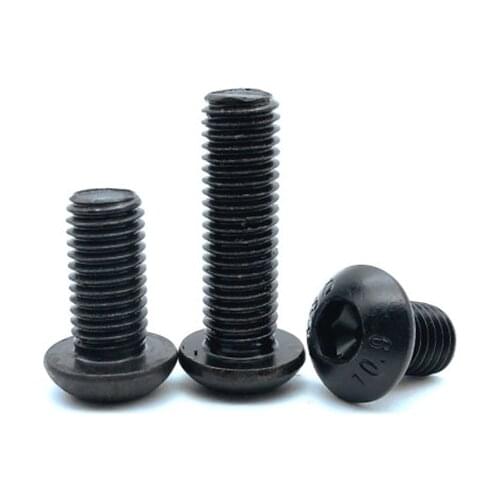 10/50pc M2 M2.5 M3 M4 M5 M6 M8 Black grade 10.9 steel ISO7380 Hexagon Hex Socket Head Button Mushroom Allen Bolt Screw L=3-100mm