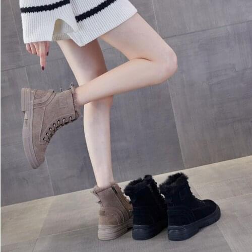 Koovan Womens Shoes Autumn Winter 2019 New Style Boots plus Velvet Warm Short Leather Boots Female 41