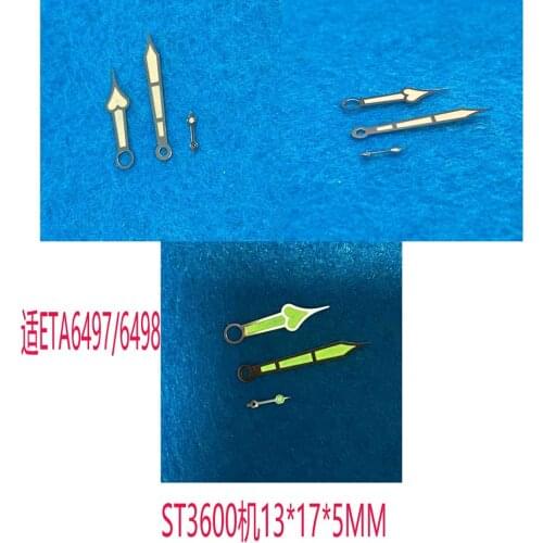 Watch Hands Heart-shaped Hour Hand Green Luminous Watch Accessories for Swiss ETA 6497/6498 Seagull ST3600/ST3620 Movement