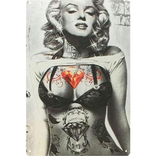 EICOCO Marilyn Monroe Sexy Tattoo (20x30cm) Retro Metal Tin Vintage Wall Art Sign