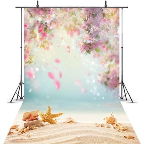 Newborn Baby Flower Backdrop for Photography Sandy Beach Background for Photo Shoot Studio Under the Sea Summer Holiday