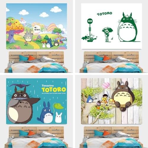 My Neighbor Totoro Background Cloth Ins Wind Hanging Cloth Dormitory Room Tapestry Bedside Layout Wall Decoration Wall Cloth