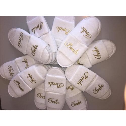Personalized glitter bride tribe spa slippers bridesmaid bridal shower slippers wedding birthday party favors company gifts
