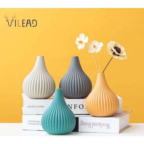 VILEAD Ceramic Decorative Flower Vase Nordic INS Flowerpot Support For Flowers Figurine For Interior Home Living Room Decoration