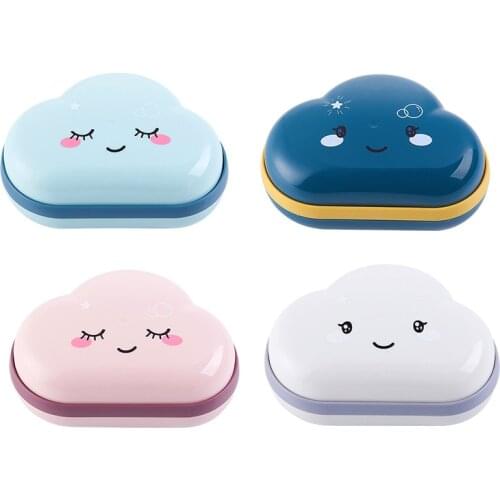 Soap Box Cute Cartoon Clouds Shape Bathroom Drain Soap Holder Portable Travel Soap Portable Bathroom Accessories