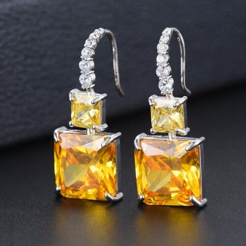 Fashion Christmas Earrings For Women Big Square Cubic Zirconia Inlaid Fashion Jewelry For Women Wedding Engagement yhpup