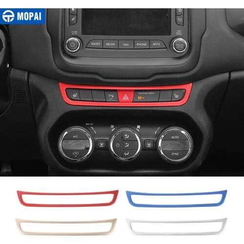 MOPAI Aluminium Car Interior Emergency Wraning Light Switch Decoration Frame Stickers for Jeep Renegade 2015-2016 Car Styling