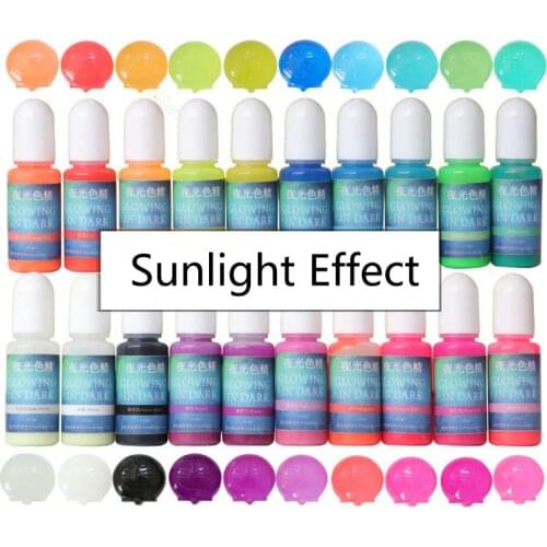20 Colors Glowing in Dark Epoxy Resin Pigment Kit Luminous Colorant Liquid Resin Dye Jewelry Making