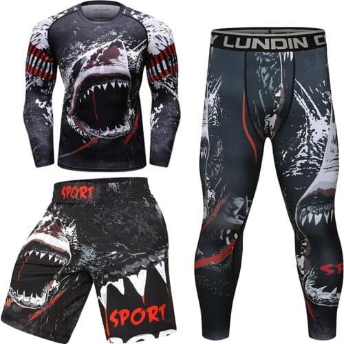 Jiu jitsu T-shirts +Pants Sets Mma Rashguard For men Kickboxing Muay Thai shorts Mma Clothing Bjj Gi Rash Guard Gym Sport Suits