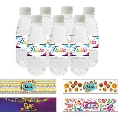 Birthday Bottle Stickers Fiesta Water Bottle Labels Mexican Party Decoration Bottle Stickers