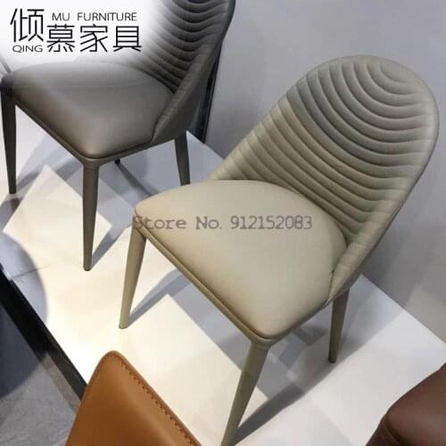 Dining chair home Nordic light luxury backrest stool modern minimalist restaurant casual makeup desk iron art ins net red chair