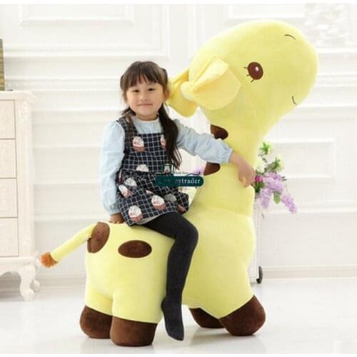 Dorimytrader Jumbo Animal Giraffe Plush Chair 125cm Stuffed Soft Cartoon Giraffe Leisure Sofa Toy Load 80kg Children Present