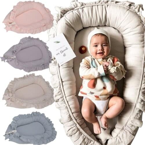 60X95cm Portable Cribs Baby Nest Bed for Boys Girls Travel Bed Infant Lacework Cotton Cradle Crib Newborn Removable Bassinet Bed