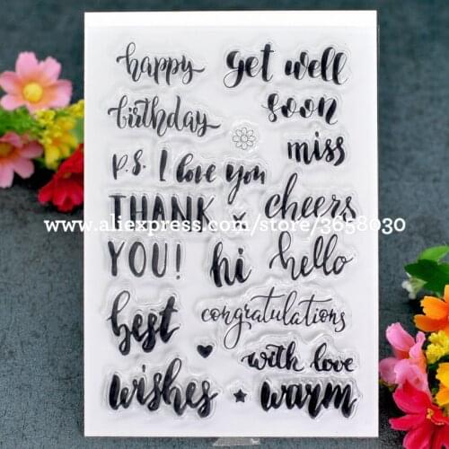 Happy birthday get well soon THANK YOU with love Scrapbook DIY photo cards rubber stamp clear stamp transparent stamp 8101647