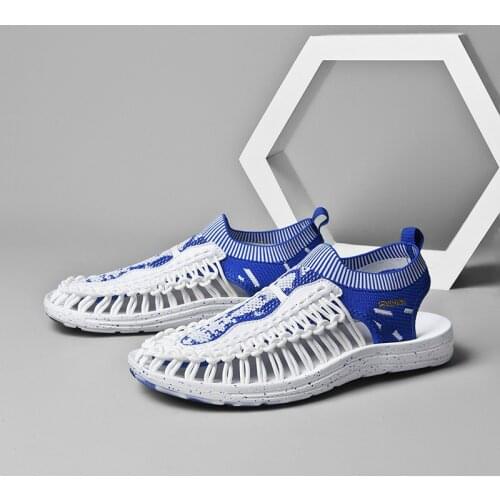 2021 Summer White Fashion Braided Sandals High quality Soft Designer Sandals Men Flat Comfort Slip on Shoes Men sandalias hombre