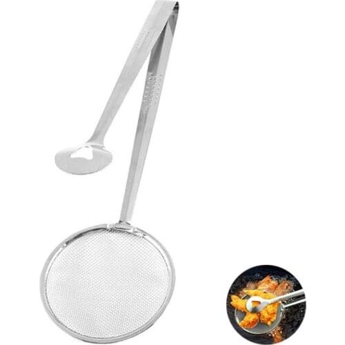 Oil Strainer Fine Mesh Strainer Colander Stainless Steel Mesh Filter Buffet Fry Ladle Tong Sieve Filter Cooking Oil filter clip