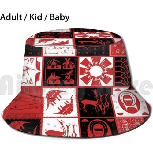 Vintage Ancient Pattern Sun Hat Foldable UV Protection Vintage Ancient Giza Egypt Egyptian Red Black Pattern Character