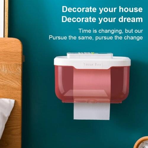 Waterproof Toilet Paper Holder Tissue Box Bathroom Storage Paper Organizer Kitchen Adhesive Wall Mount Tissue Holder Rack Self