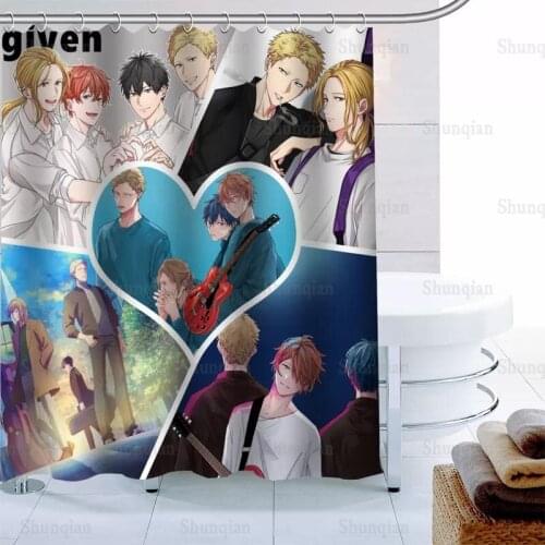 Custom Given Anime Shower Curtain Waterproof Fabric Bath Curtain 180X180cm Polyester Fabric Bathroom Curtain