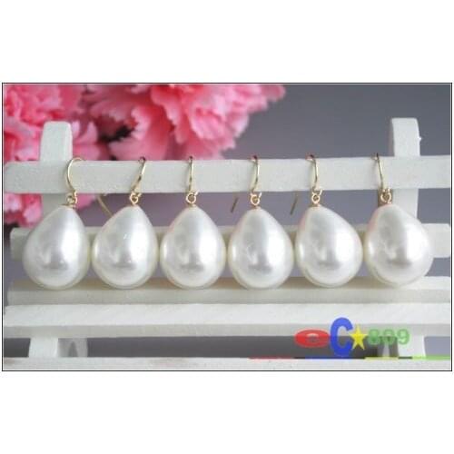 Good wholesale 3pair 12-16mm white drip south sea shell pearl earring
