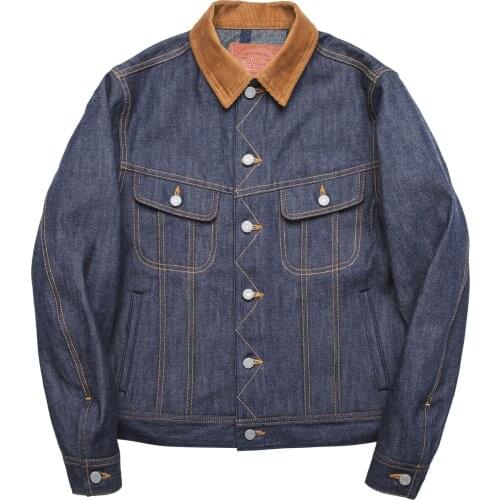 RTLEE-0003 Big Size 14oz High Quality Cotton Denim Jacket Casual Stylish Raw Unwashed Coat