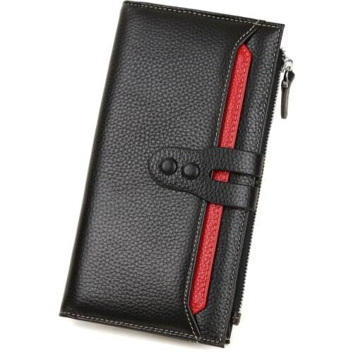 Genuine Leather Women Wallets High Quality Long Design Clutch Cowhide Wallet Female Cell phone Purse Lady Phone Coin Money Bags