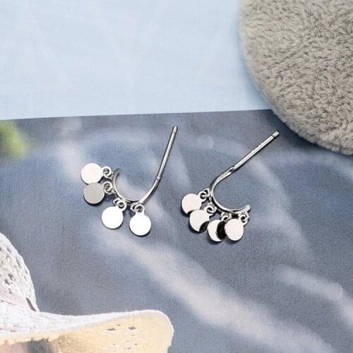S925 sterling silver earrings with simple versatile round earrings temperament personality silver jewelry earrings for female