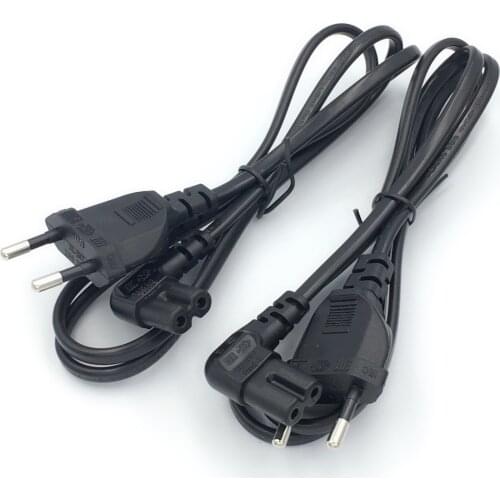 1/2/3/5m 2 Pin Euro Plug to Right Angle Turn Left Figure 8 C7 Plug Power Cable
