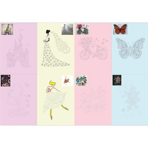 16patterns DIY craft paper Paper Quilling line art design paper template 8pcs
