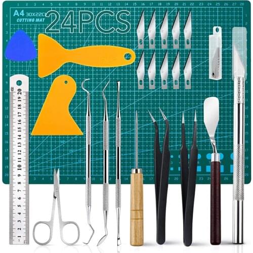 24pcs Craft Vinyl Weeding Tools Set Basic Vinyl Tool Kit For Silhouettes Cameos Lettering Dried Flower DIY Handmade Accessories
