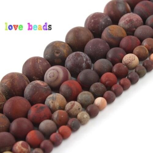 4/6/8/10/12mm Natural Red Stone Matte Rainbow Jaspers Round Beads for Jewelry Making DIY Bracelet Accessories 15" Minerals Beads