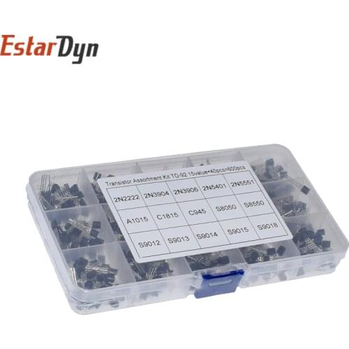 600pcs Transistors Pack Transistor 15Values *40pcs TO-92 Transistors Pack Transistor Assortment Kit with Storage Box