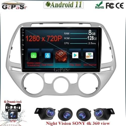 9'' Android 11 Car Radio Player for Hyundai i20 2012-2014 Manual DSP CARPLAY Bluetooth BT WIFI DVR IPS Screen