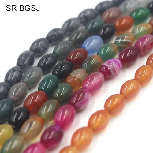 Free Shipping 8x12mm Olivary Natural Agat Larvikite Stone Gems Jewelry Making Spacer Big Beads Strand 15"