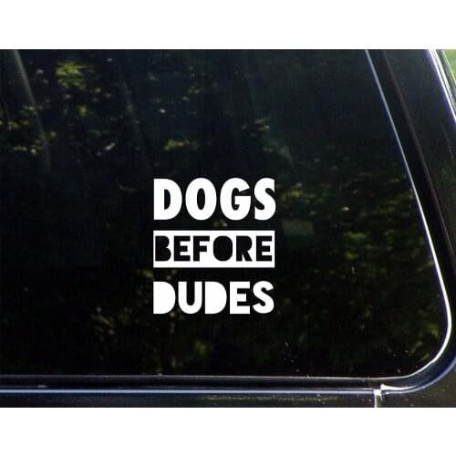 Dogs before Dudes -10x10cm - Vinyl Die Cut Decal/ Bumper Sticker for Windows
