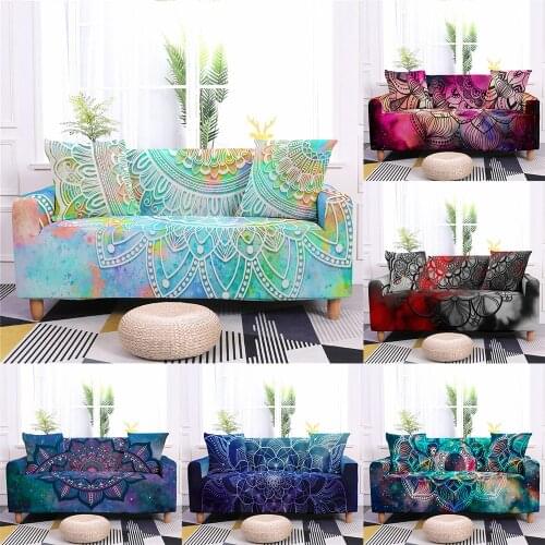 Mandala Galaxy Pattern Sofa Cover Elastic All-Inclusive Slipcovers For L Sectional Corner Sofa Bohemian 1/2/3/4 Seat Couch Cover