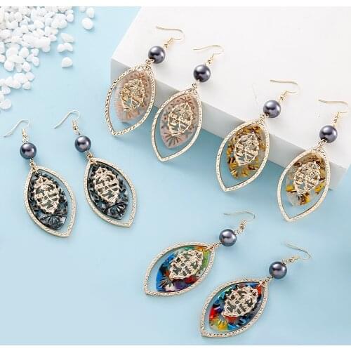 SophiaXuan Hawaiian Drop Earrings Acrylic Geometric Earrings for Women Jewelry Ornaments 2021 Micronesia Guam Blue Green Brown