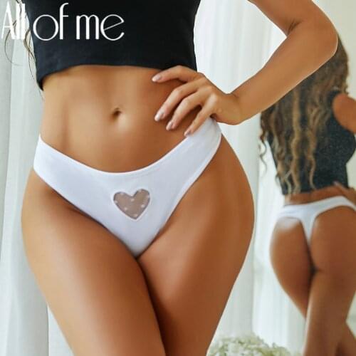 Front Hollow Heart Cotton Panties Lace G-String Women Thong Sexy Underwear Female Lingerie Intimates Pantys Underpants Briefs