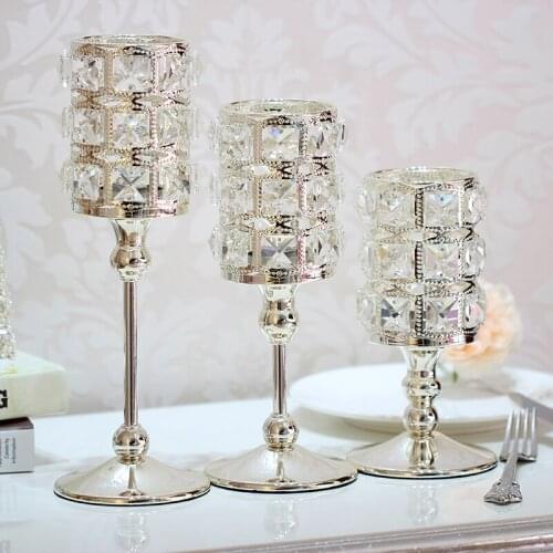 Crystal Candlestick Luxury High Quality Crystal Silver Wedding Crystal Candle Holder r Handmade Home Decorative 50XX002
