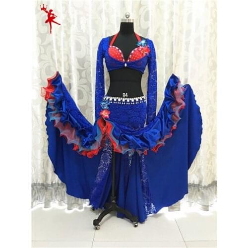 Bellydance oriental Belly Indian gypsy dance dancing costume costumes clothes bra belt chain scarf ring skirt dress set suit 452
