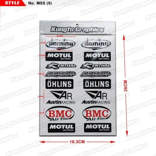 KUNGFU GRAPHICS Universal Motocross Racing Decals Stickers Sheet Decor for Car ATV Helmet Dirt Bike Motorbike Skateboard 18*26cm