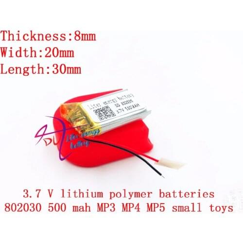Li-po best battery brand 802030 082030 500mah 3.7V lithium polymer battery MP3 MP4 GPS small toys