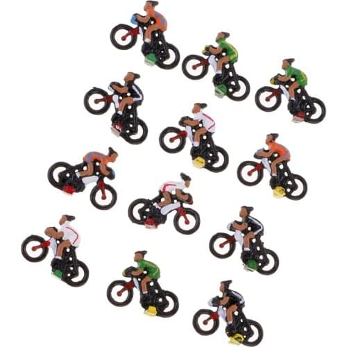 1/87 Scale 12 Pieces Plastic Model Cyclists Miniature Rider DIY Diorama Landscape Scenery Layout Parts