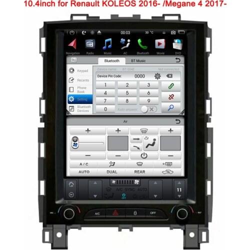 10.4inch tesla style car dvd player for Renault KOLEOS Megane 4 2016 2017 2018 with android 7.1 system gps navi wifi USB