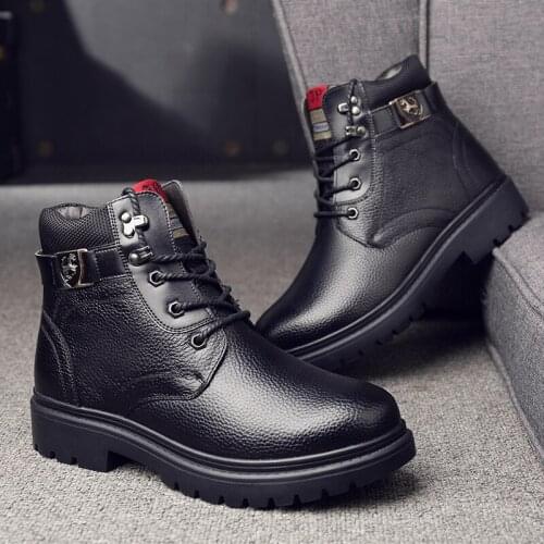 2020 new autumn and winter brand warm mens winter leather mens waterproof rubber snow boots casual boots retro shoes