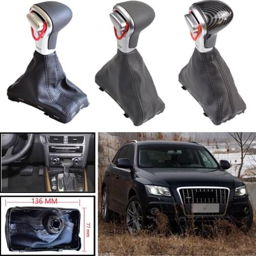 Fit For Audi Q7 2006-up AT Car-styling ABS Car Gear Shift Knob Gaitor Boot Leather Cover Black/Gray/Carbon fiber