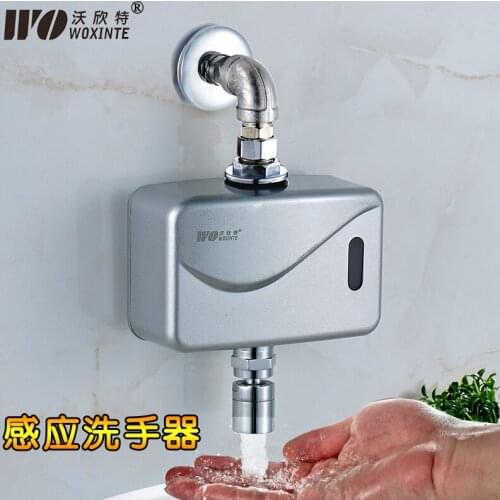 Full automatic induction faucet surface mounted hand washer water inlet faucet on AC / DC plug-in battery