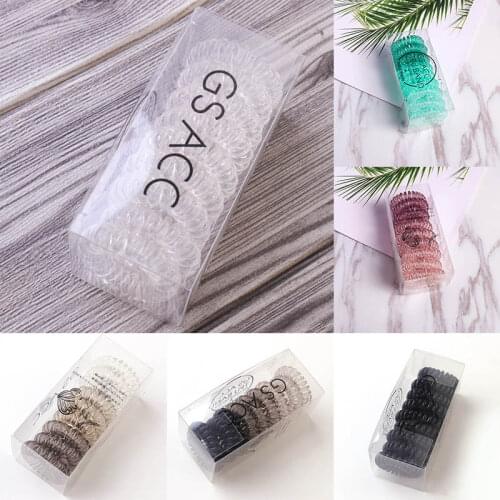 Hair Ties 1Box TPU Elastic Gradient Color Scrunchies Hair Ring Telephone Cord Elastic Hairbands Rubber Band