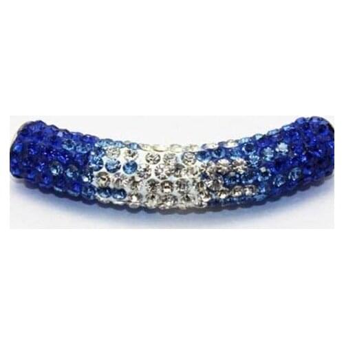 Mixed multi color micro pave long bending tube crystal gradual crystal beads DIY bead for bracelet