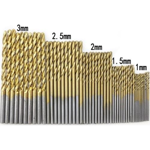 50/70PCs HSS Twist Drill Bit Titanium Coated High Steel for Woodworking Plastic Aluminum HSS Drill Bit Set Spiral Screw Metric